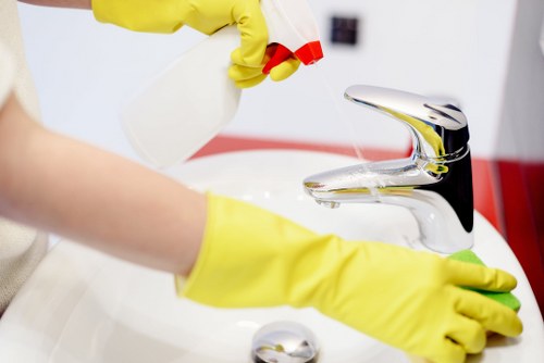 Clean kitchen and washroom areas as part of office cleaning in Finsbury Park