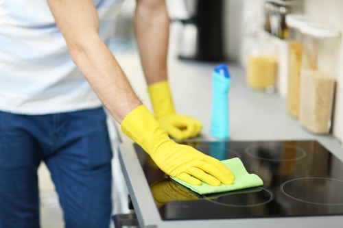 Cleaning a carpet stain in a flat near Finsbury Park station