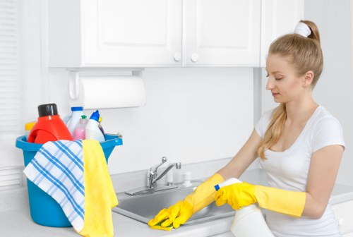 Professional discussing a cleaning issue with notes